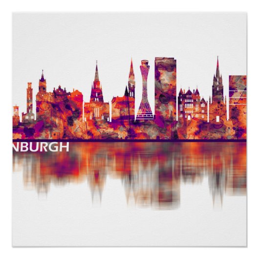 Edinburgh Scotland Skyline Perfect Poster (Voorkant)