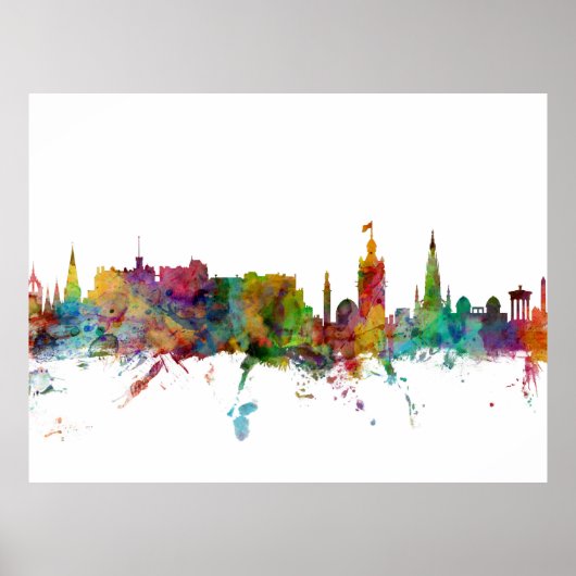 Edinburgh Scotland Skyline Poster (Voorkant)