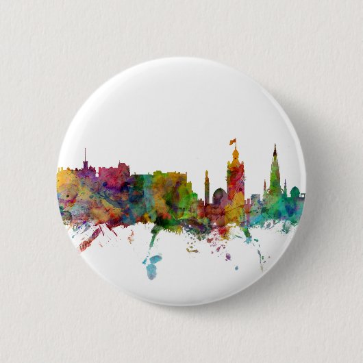 Edinburgh Scotland Skyline Ronde Button 5,7 Cm (Voorkant)