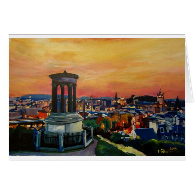 Edinburgh Scotland Skylineet Dusk (Voorkant Horizontaal)