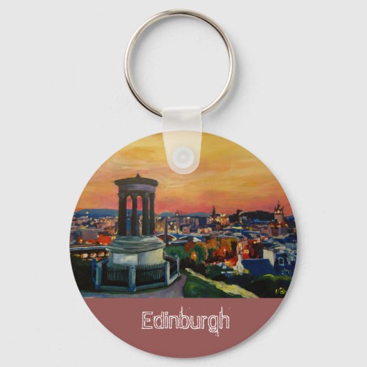 Edinburgh Scotland Skylineet Dusk Sleutelhanger (Voorkant)