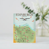Edinburgh Scotland style map poster print Briefkaart (Staand voorkant)