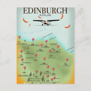 Edinburgh Scotland style map poster print Briefkaart