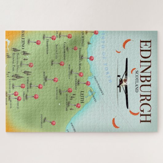 Edinburgh Scotland  style map poster print Legpuzzel (Horizontaal)