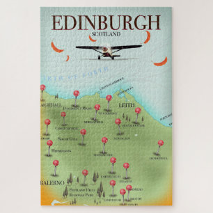 Edinburgh Scotland  style map poster print Legpuzzel