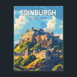 Edinburgh Scotland Travel Art Vintage Briefkaart<br><div class="desc">Edinburgh retro vector reisontwerp. Edinburgh is de compacte,  heuvelachtige hoofdstad van Schotland. Het heeft een middeleeuwse oude stad en een elegante Georgische nieuwe stad met tuinen en neoklassieke gebouwen.</div>