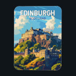 Edinburgh Scotland Travel Art Vintage Magneet<br><div class="desc">Edinburgh retro vector reisontwerp. Edinburgh is de compacte,  heuvelachtige hoofdstad van Schotland. Het heeft een middeleeuwse oude stad en een elegante Georgische nieuwe stad met tuinen en neoklassieke gebouwen.</div>