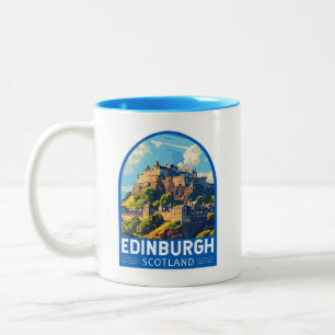 Edinburgh Scotland Travel Art Vintage Tweekleurige Koffiemok