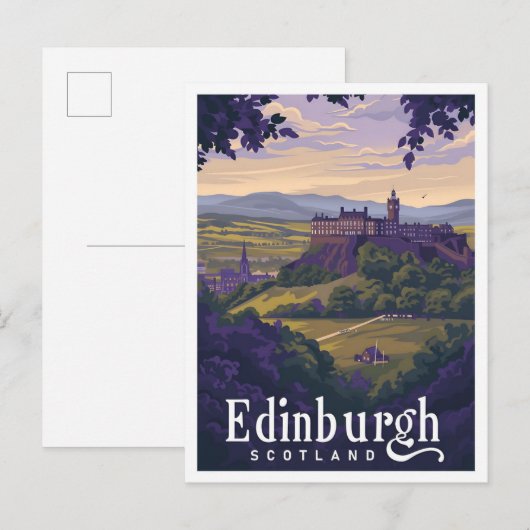 Edinburgh Scotland Vintage Art Travel Illustration Briefkaart (Voorkant / Achterkant)
