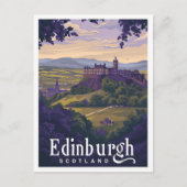 Edinburgh Scotland Vintage Art Travel Illustration Briefkaart (Voorkant)