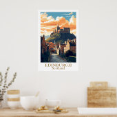 Edinburgh Scotland Vintage Travel Castle Art Poster (Keuken)