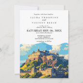 Edinburgh Scotland Wedding Invitation Retro Kaart (Voorkant)