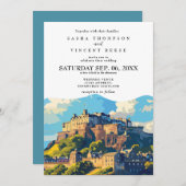 Edinburgh Scotland Wedding Invitation Retro Kaart (Voorkant / Achterkant)