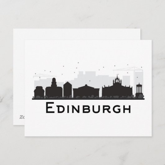 Edinburgh Scotland | Zwarte en witte veldlijn Briefkaart (Voorkant / Achterkant)