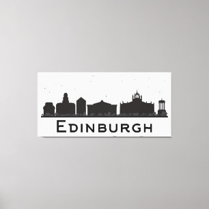 Edinburgh Scotland   Zwarte en witte veldlijn Canvas Afdruk