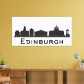 Edinburgh Scotland | Zwarte en witte veldlijn Canvas Afdruk (Insitu (Woonkamer))