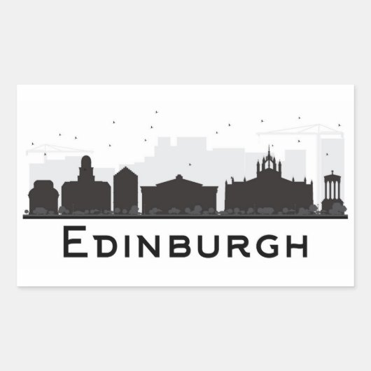 Edinburgh Scotland | Zwarte en witte veldlijn Rechthoekige Sticker (Voorkant)