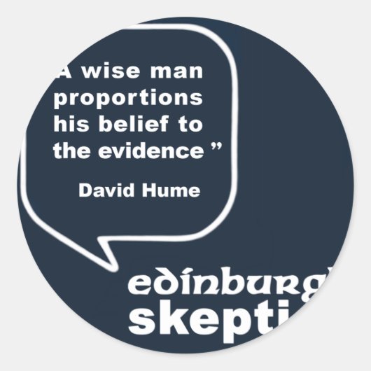 Edinburgh Skeptics - Hume Quote Ronde Sticker (Voorkant)