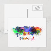 Edinburgh skyline in waterverf briefkaart (Voorkant / Achterkant)
