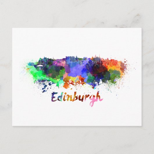Edinburgh skyline in waterverf briefkaart (Voorkant)