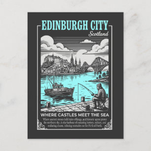 Edinburgh Stad Schotland Waar Kastelen De Zee Ontm Briefkaart