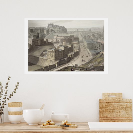 Edinburgh, uit Calton Hill, uit 'A Voyage Around Poster (Keuken)