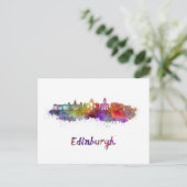 Edinburgh V2 skyline in waterverf Briefkaart (Staand voorkant)