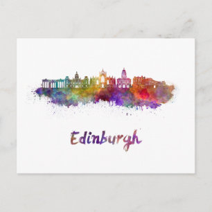 Edinburgh V2 skyline in waterverf Briefkaart