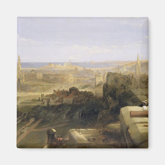 Edinburgh van het kasteel, 1847 (olie op canvas) magneet (Voorkant)