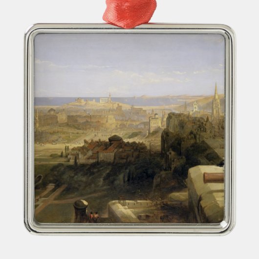 Edinburgh van het kasteel, 1847 (olie op canvas) metalen ornament (Voorkant)