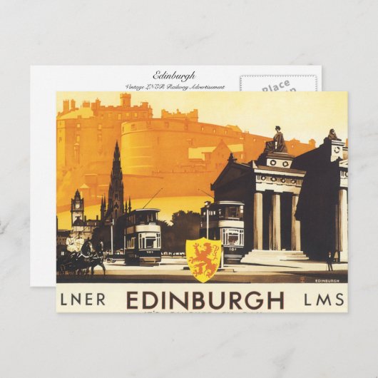 Edinburgh via LNER Rail Poster Briefkaart (Voorkant / Achterkant)