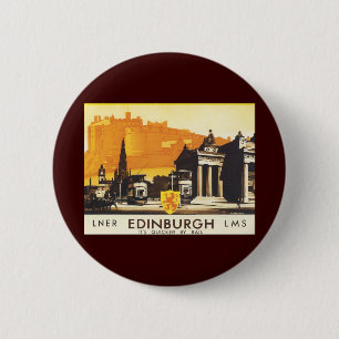 Edinburgh via LNER Rail Poster Ronde Button 5,7 Cm