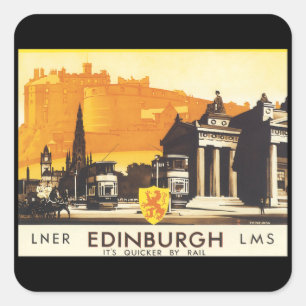 Edinburgh via LNER Rail Poster Vierkante Sticker