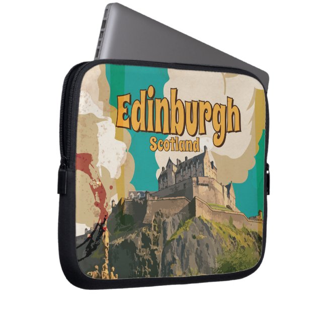 Edinburgh Vintage Reisposter Laptop Sleeve (Voorkant Rechts)