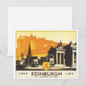 Edinburgh Vintage Travel Poster Briefkaart (Voorkant / Achterkant)