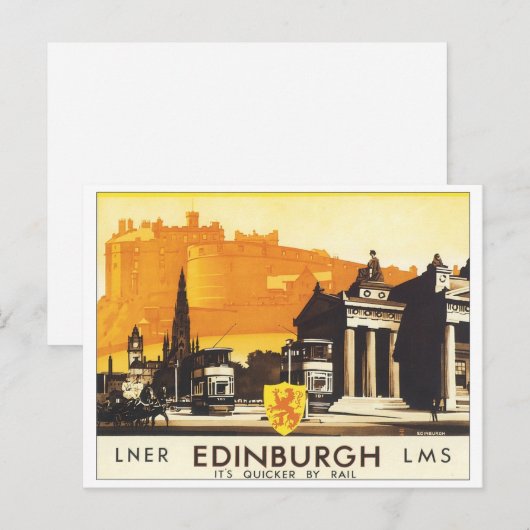 Edinburgh Vintage Travel Poster Briefkaart (Voorkant / Achterkant)