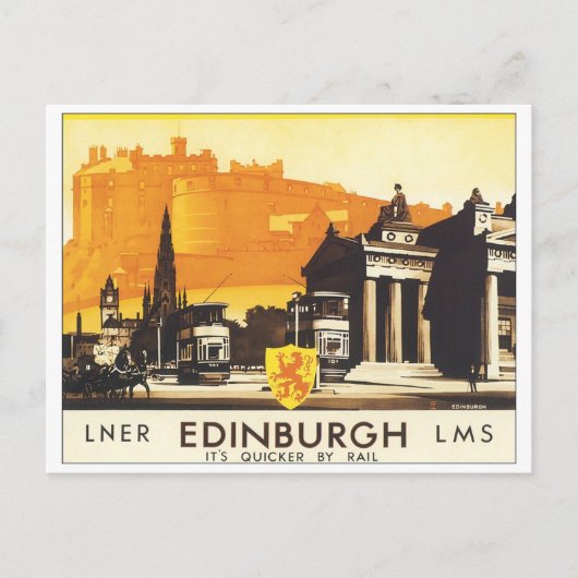 Edinburgh Vintage Travel Poster Briefkaart (Voorkant)