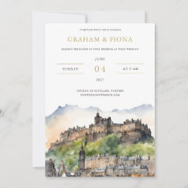 Edinburgh Watercolor Invitation Kaart