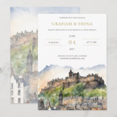 Edinburgh Watercolor Invitation Kaart (Voorkant / Achterkant)