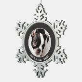 Edison Boston Terrier puppy. Tin Sneeuwvlok Ornament (Rechts)