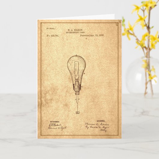 Edison Bulb Patent Kaart (Gele Bloem)