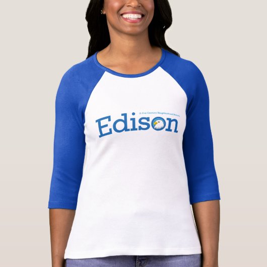 Edison Dames Ringer T-Shirt (Voorkant)