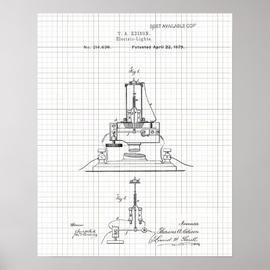 Edison Electric Licht Patent Poster (Voorkant)