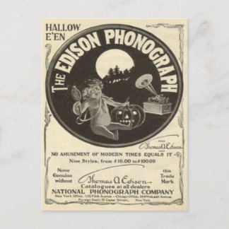 Edison Fonograaf Halloween Advertentie Jack O Lant Briefkaart