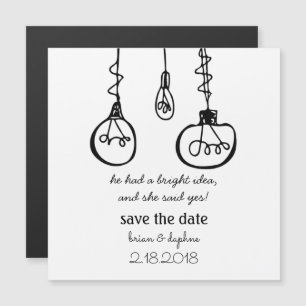 Edison gloeilamp Save the Date Magnetische Uitnodiging