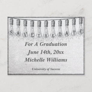 Edison Light Afstuderen Save the Date Aankondigingskaart
