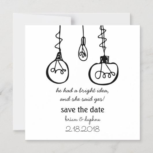 Edison Light Bulb Bewaar de datum Magnetische Uitnodiging (Voorkant)