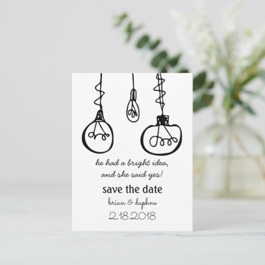 Edison Light Bulb Save the Date Briefkaart (Staand voorkant)