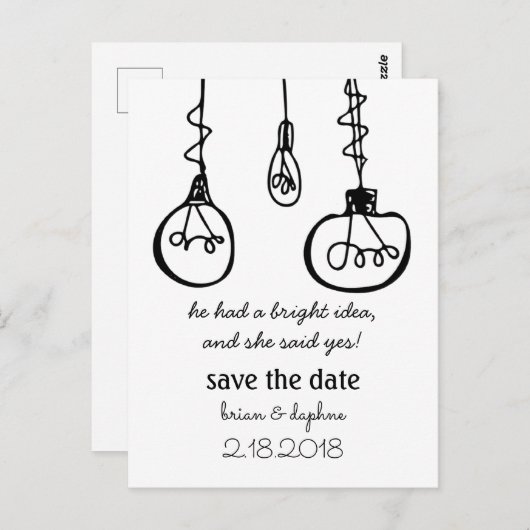 Edison Light Bulb Save the Date Briefkaart (Voorkant / Achterkant)