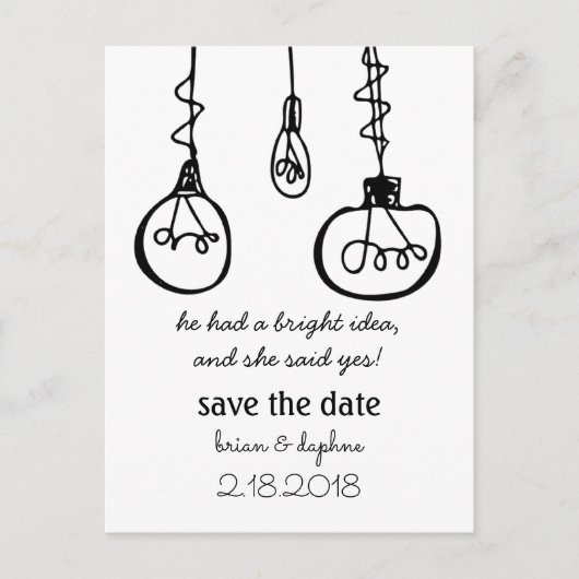 Edison Light Bulb Save the Date Briefkaart (Voorkant)